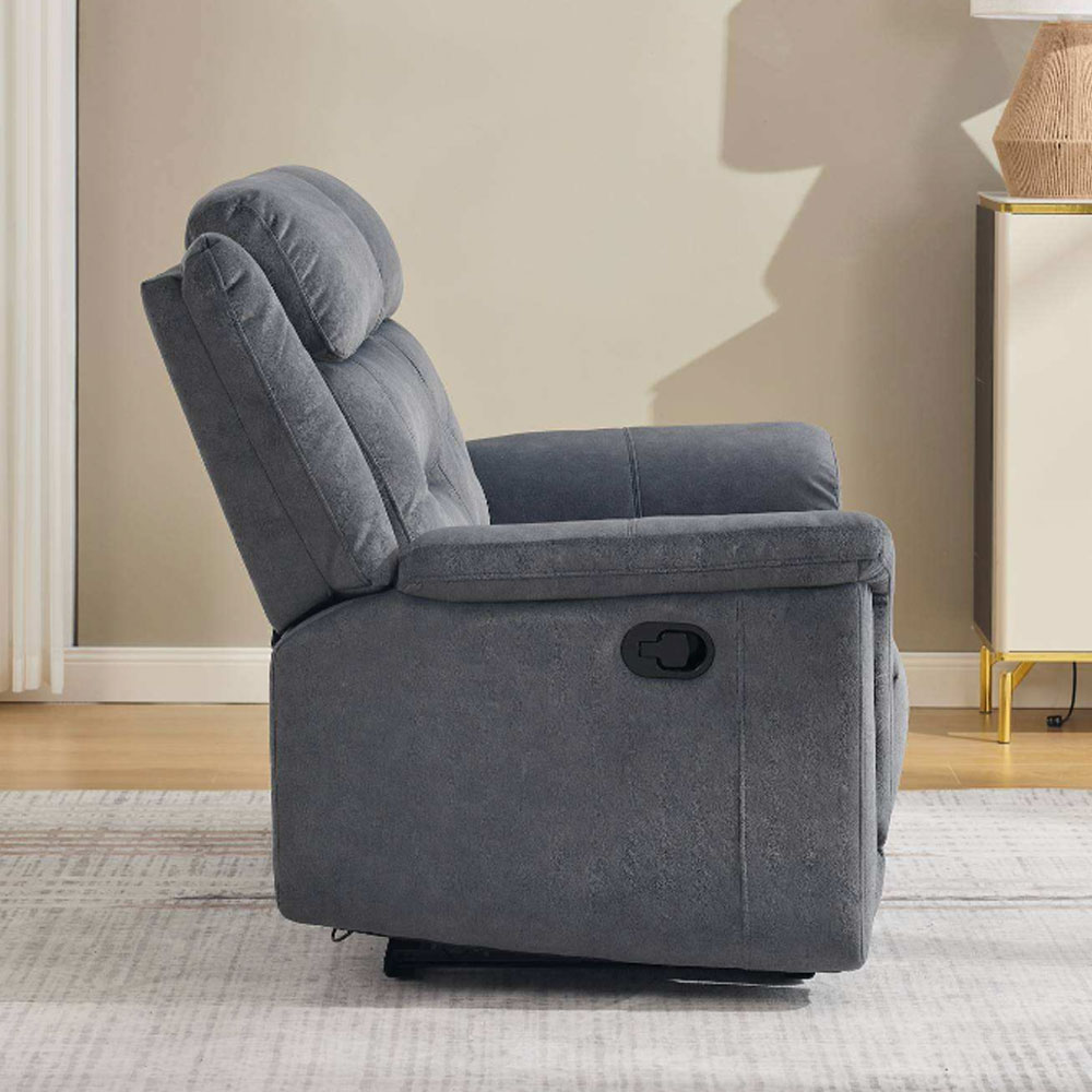 Hemley Fabric Manual Recliner 2 Seater Sofa in Slate Grey