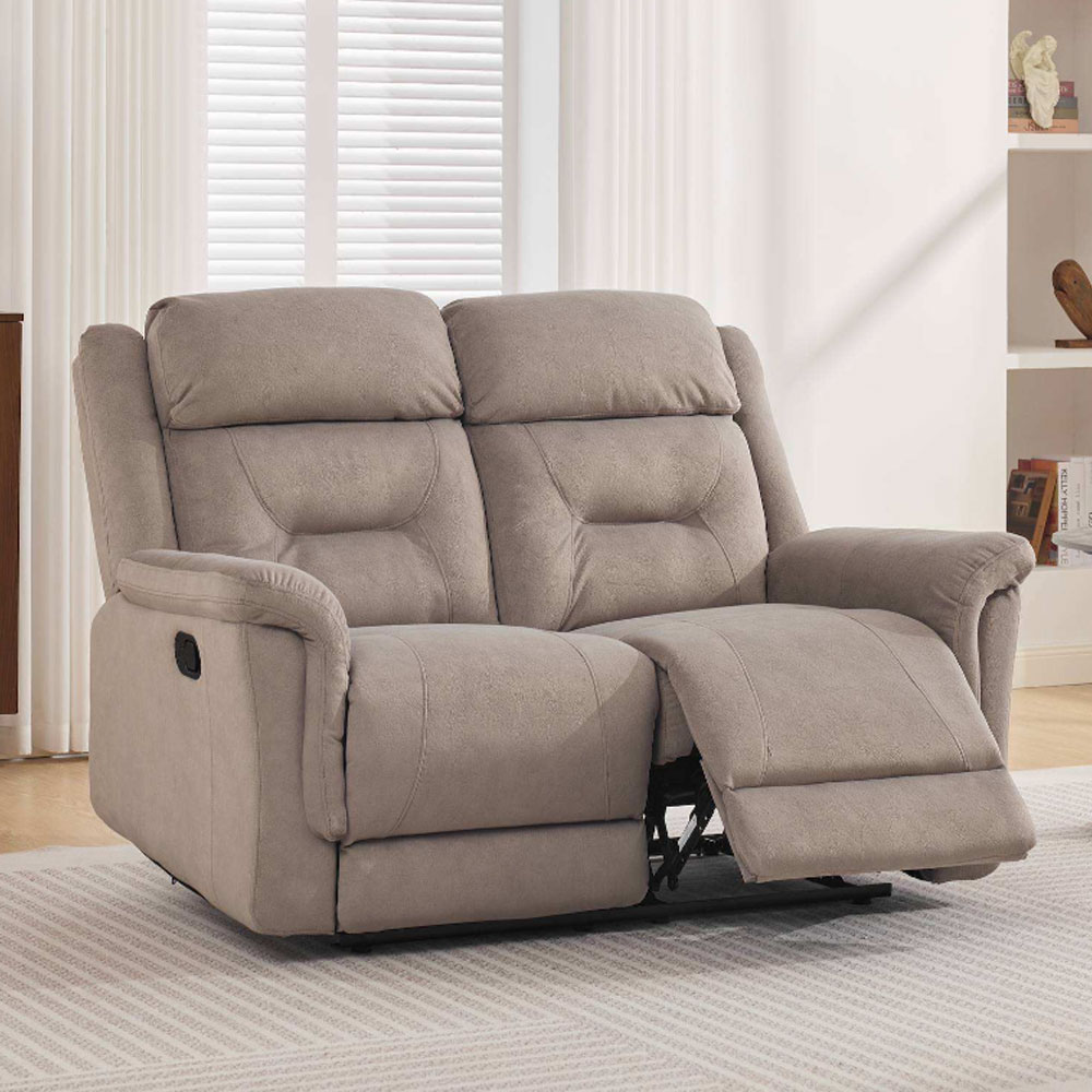 Hemley Fabric Manual Recliner 2 Seater Sofa in Taupe