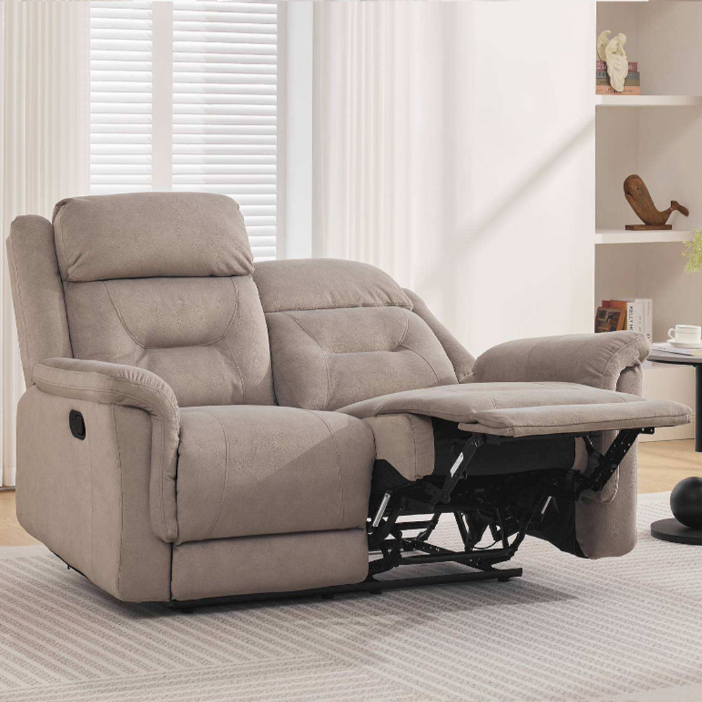 Hemley Fabric Manual Recliner 2 Seater Sofa in Taupe