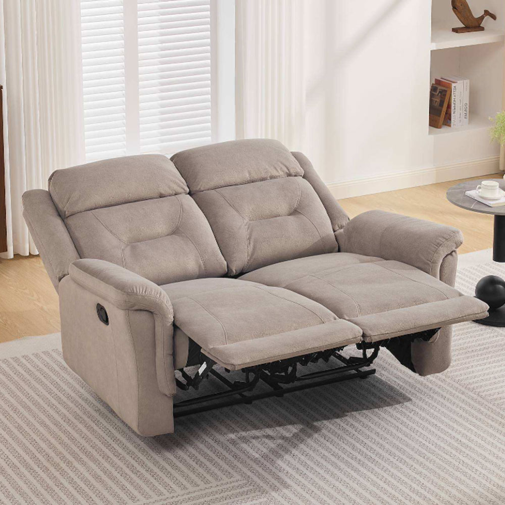Hemley Fabric Manual Recliner 2 Seater Sofa in Taupe