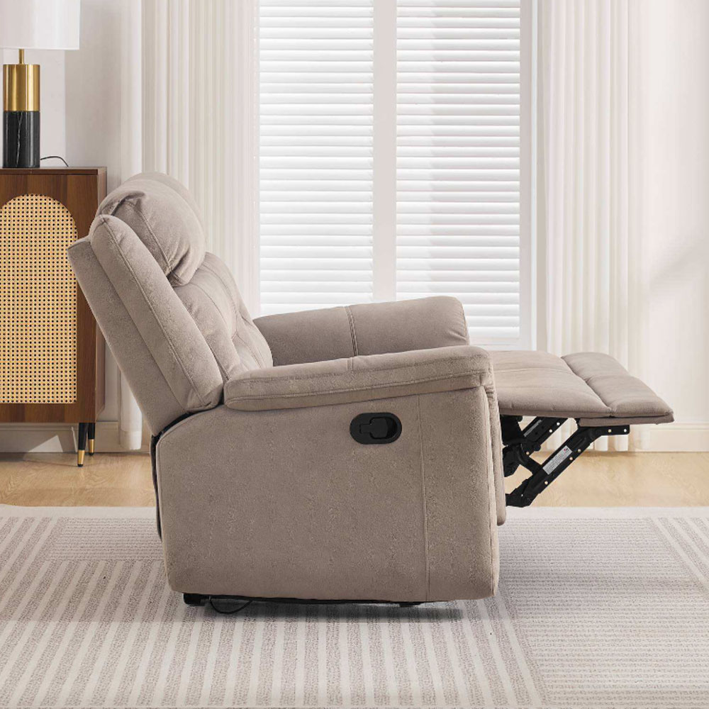 Hemley Fabric Manual Recliner 2 Seater Sofa in Taupe