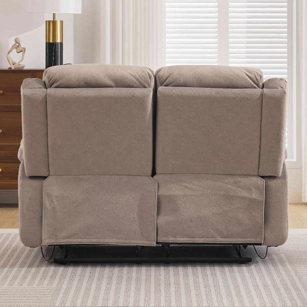 Hemley Fabric Manual Recliner 2 Seater Sofa in Taupe