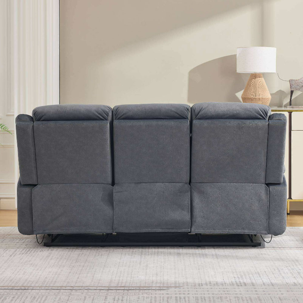 Hemley Fabric Manual Recliner 3 Seater Sofa in Slate Grey