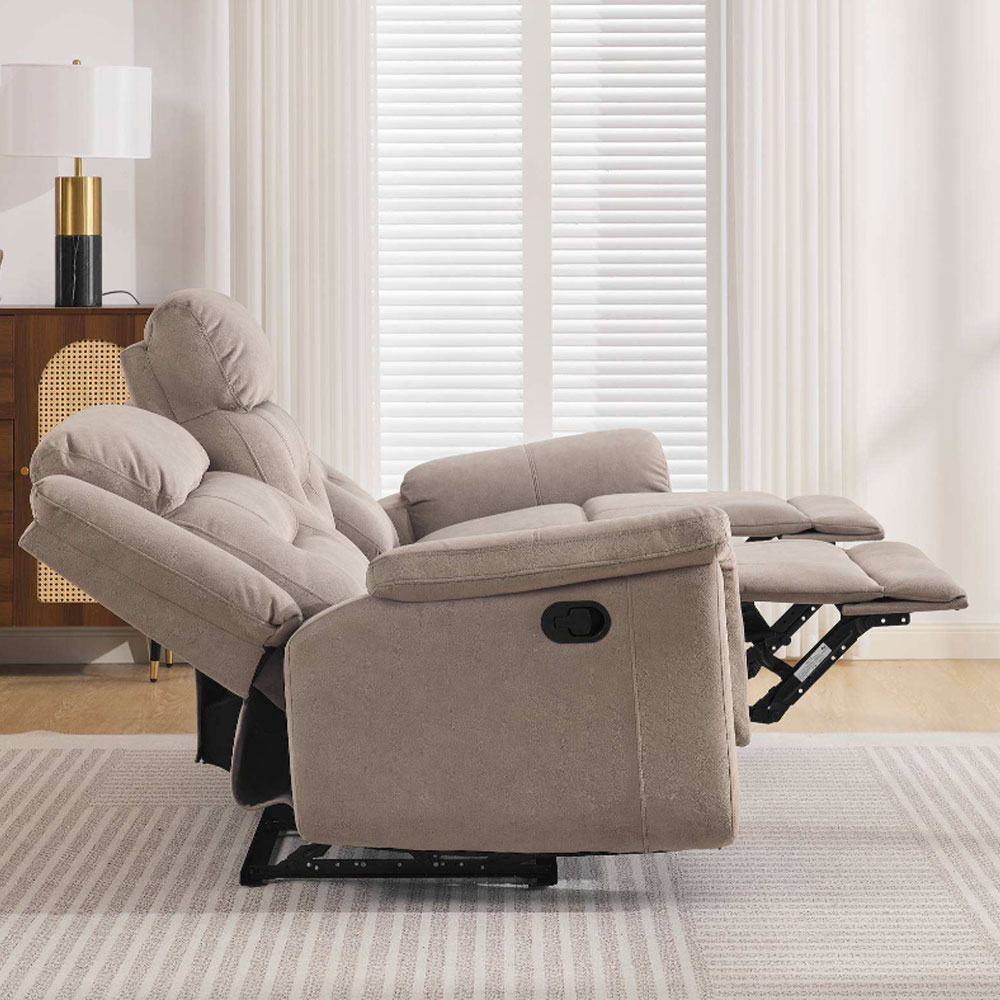 Hemley Fabric Manual Recliner 3 Seater Sofa in Taupe