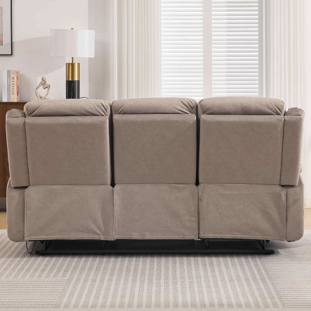 Hemley Fabric Manual Recliner 3 Seater Sofa in Taupe