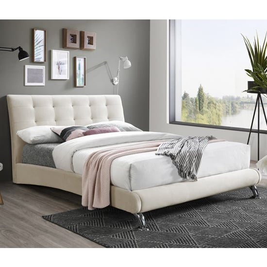 Product photograph of Hemlock Fabric Upholstered King Size Bed In Warm Stone from Furniture in Fashion