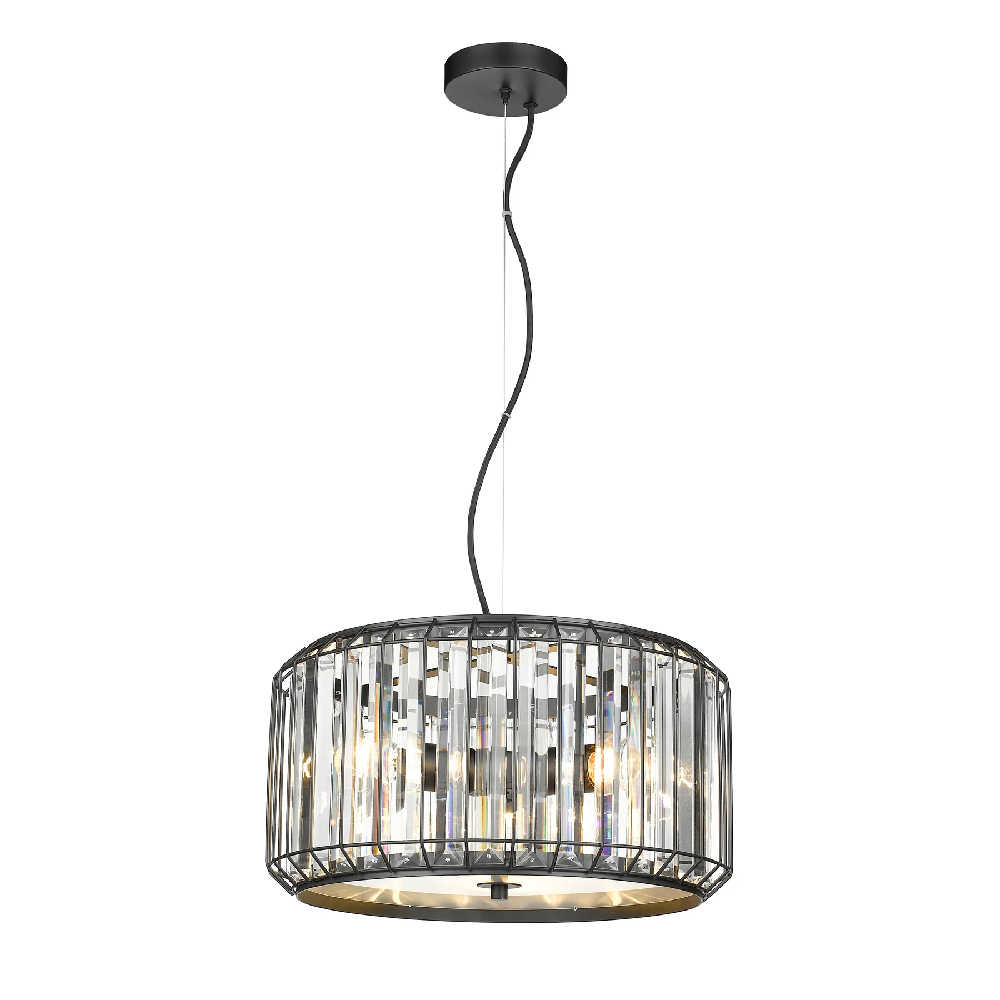 Read more about Hendon clear crystal shade pendant light in black