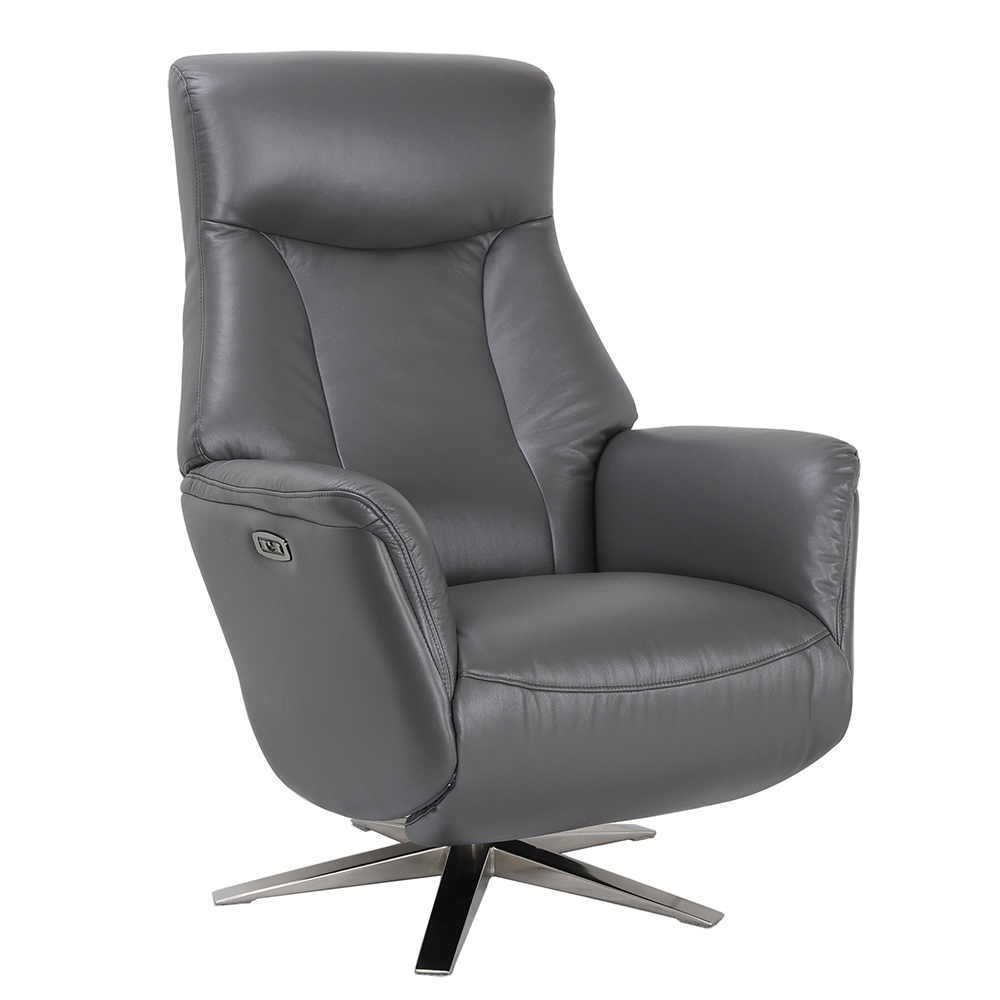Hendon Leather Electric Recliner Chair In Iron