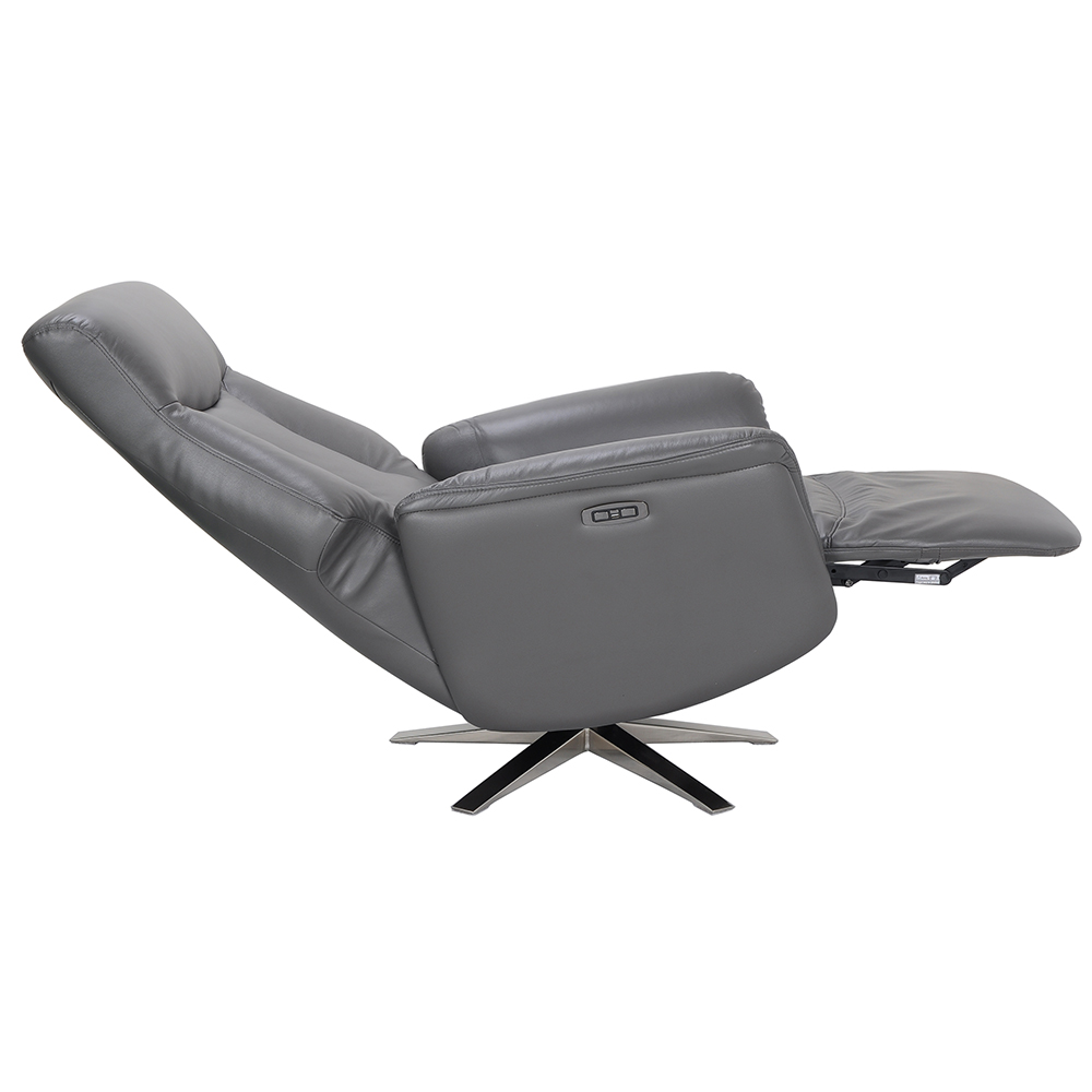 Hendon Leather Electric Recliner Chair In Iron