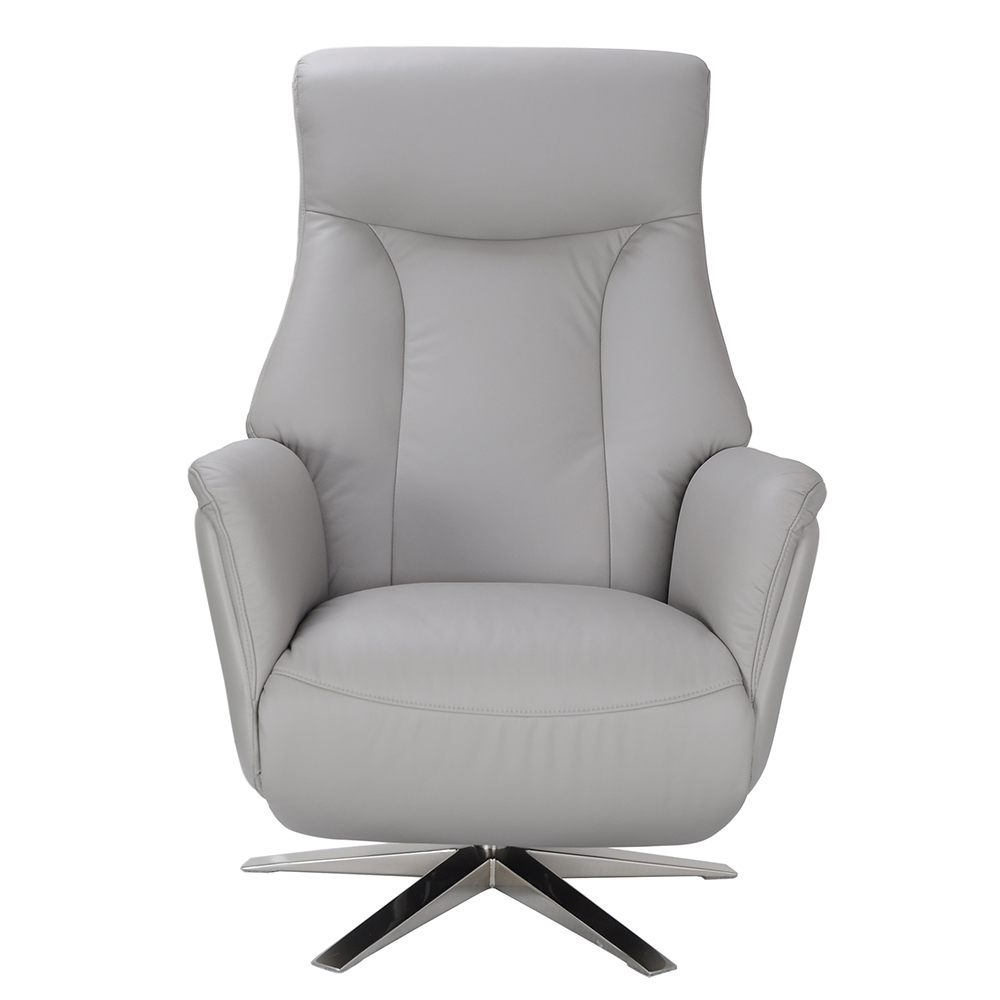Hendon Leather Electric Recliner Chair In Platinum And Chrome