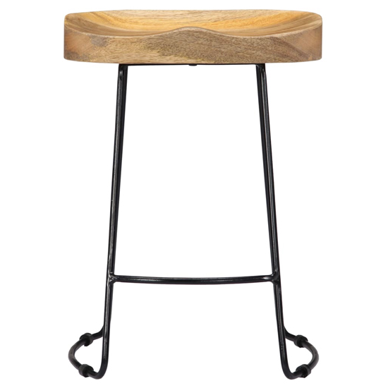 Henley 52cm Brown Wooden Bar Stools With Black Legs In A Pair_2