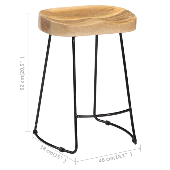 Henley 52cm Brown Wooden Bar Stools With Black Legs In A Pair_3