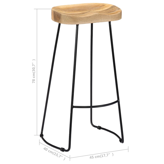 Henley 78cm Brown Wooden Bar Stools With Black Legs In A Pair