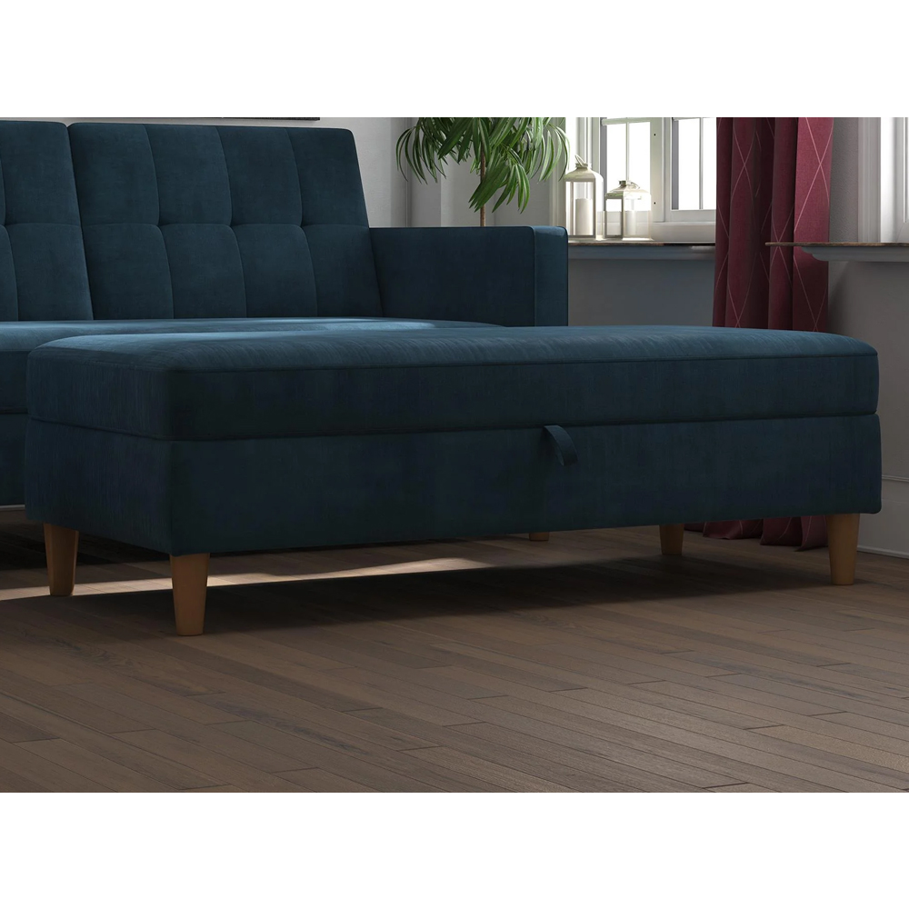 Henley Fabric Ottoman Storage in Blue