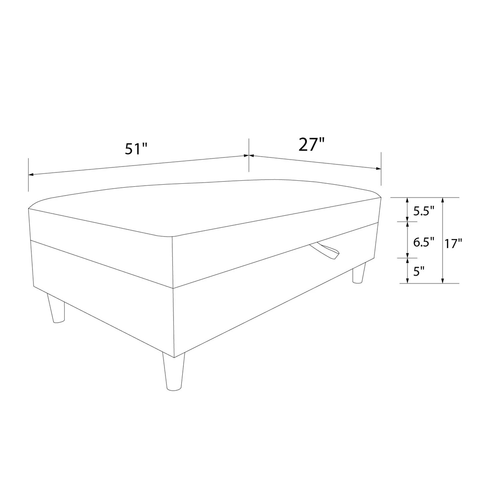 Henley Fabric Ottoman Storage in Grey