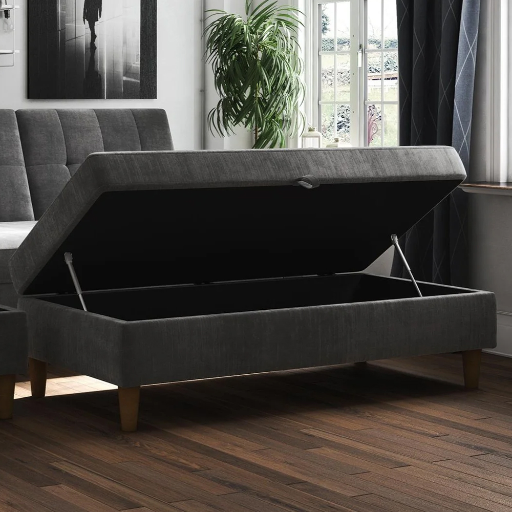 Henley Fabric Ottoman Storage in Grey