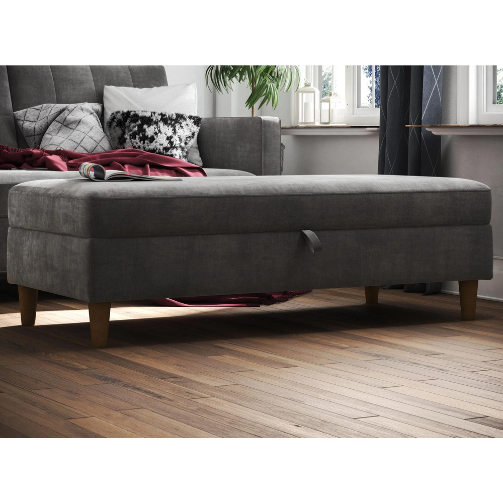 Henley Fabric Ottoman Storage in Grey