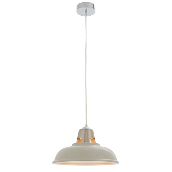 Henley Gloss Taupe Ceiling Pendant Light In Satin Nickel