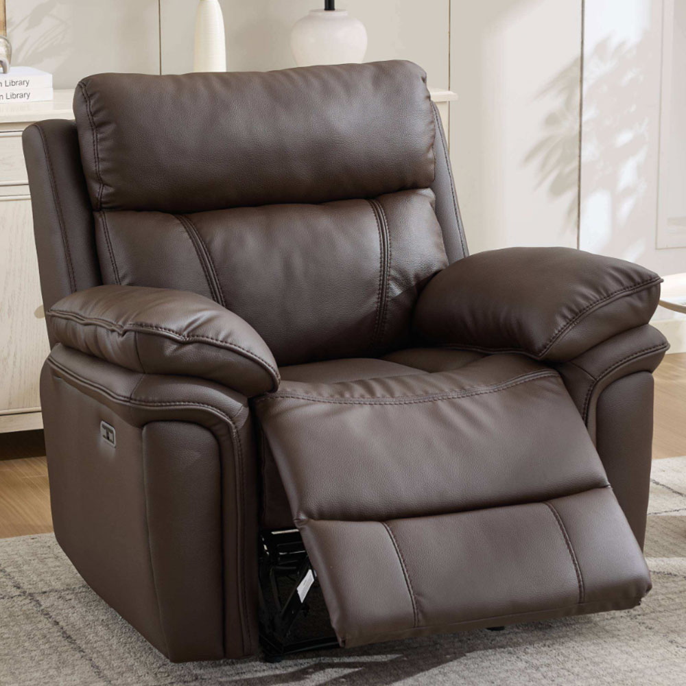 Henley Plush PU Electric 1 Seater Sofa in Espresso