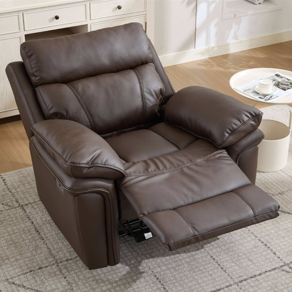 Henley Plush PU Electric 1 Seater Sofa in Espresso