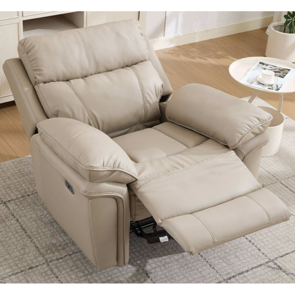 Henley Plush PU Electric 1 Seater Sofa in Fawn