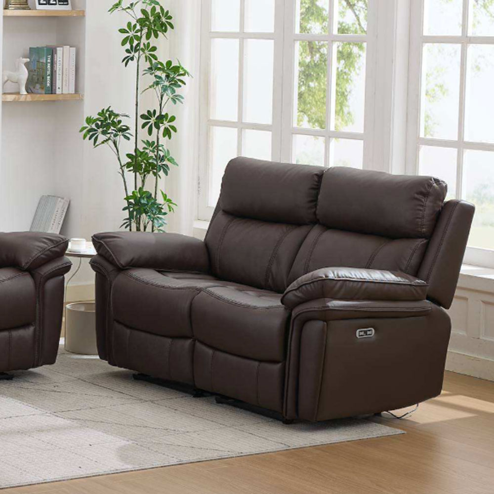 Henley Plush PU Electric 2 Seater Sofa in Espresso