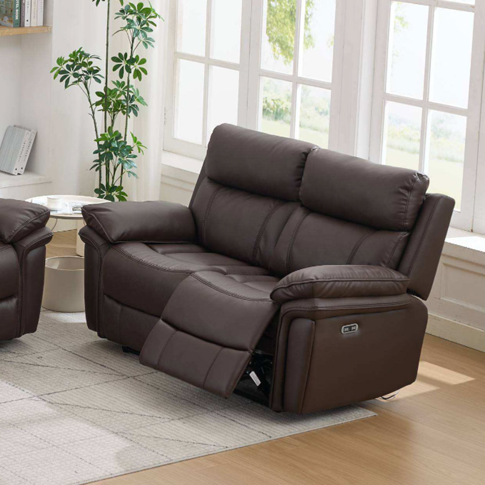 Henley Plush PU Electric 2 Seater Sofa in Espresso