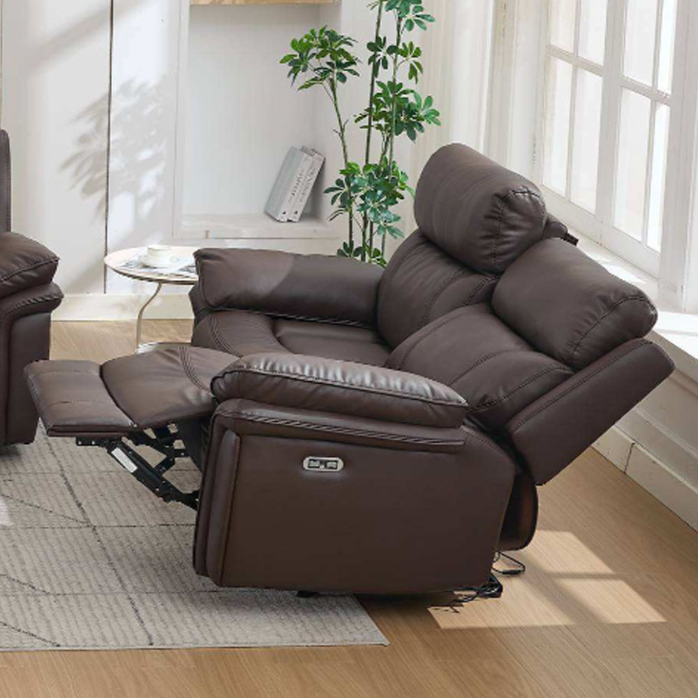 Henley Plush PU Electric 2 Seater Sofa in Espresso