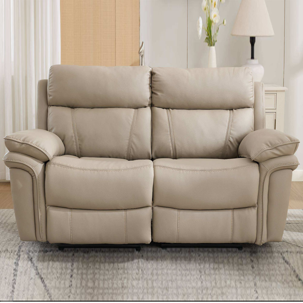 Henley Plush PU Electric 2 Seater Sofa in Fawn