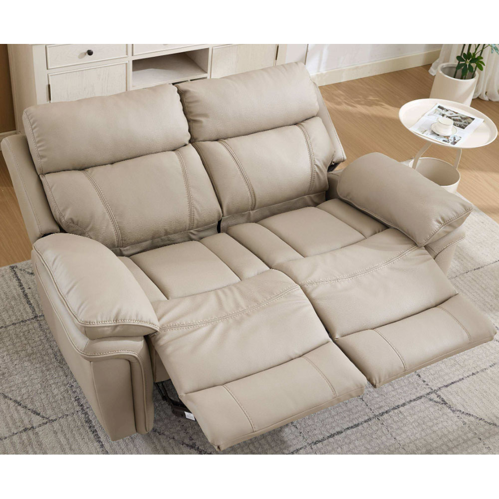 Henley Plush PU Electric 2 Seater Sofa in Fawn