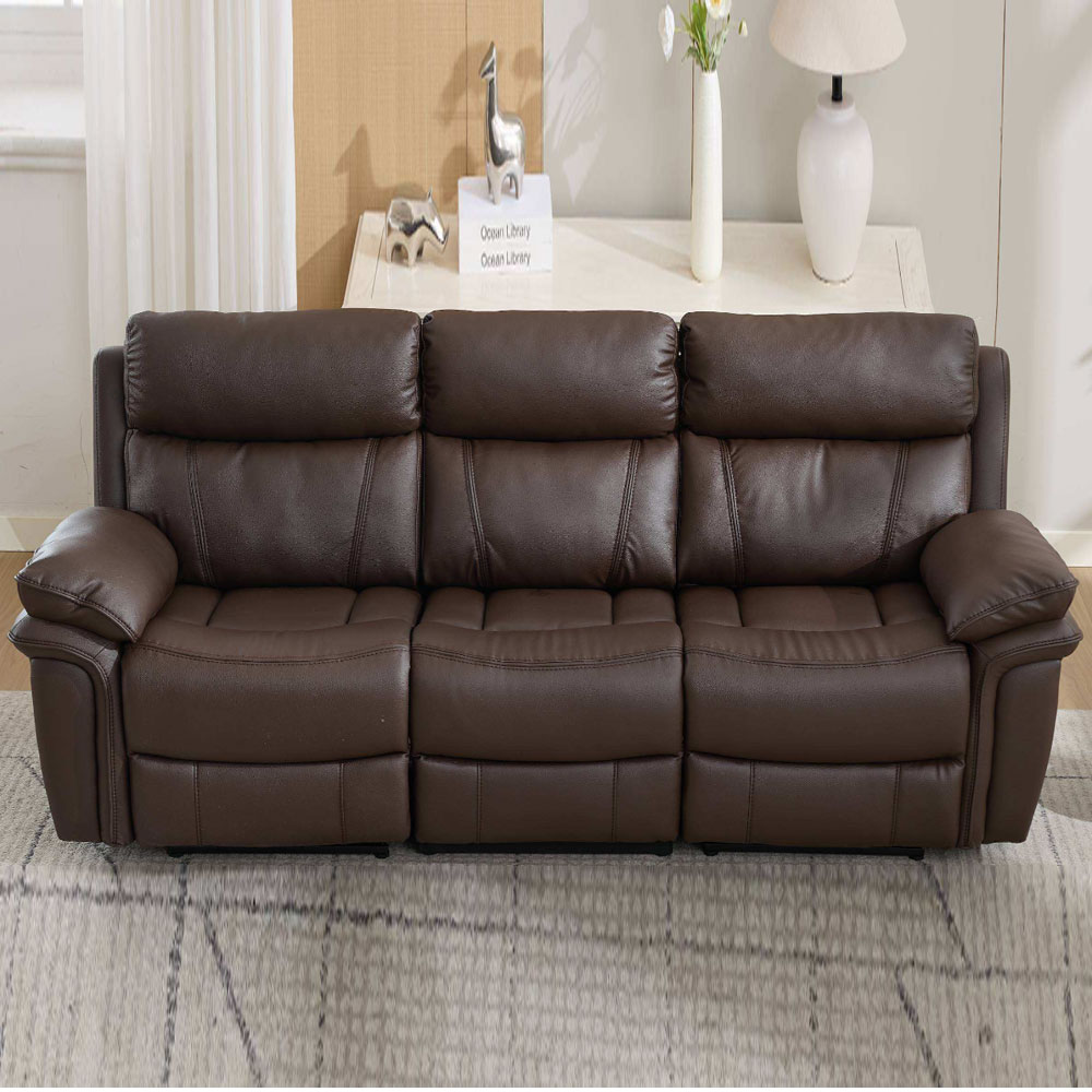 Henley Plush PU Electric 3 Seater Sofa in Espresso