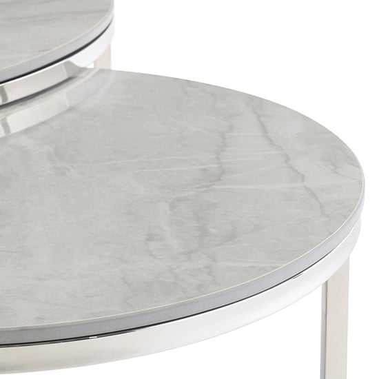 Hennie Round Set Of 2 Marble Coffee Tables In Vilas Grey