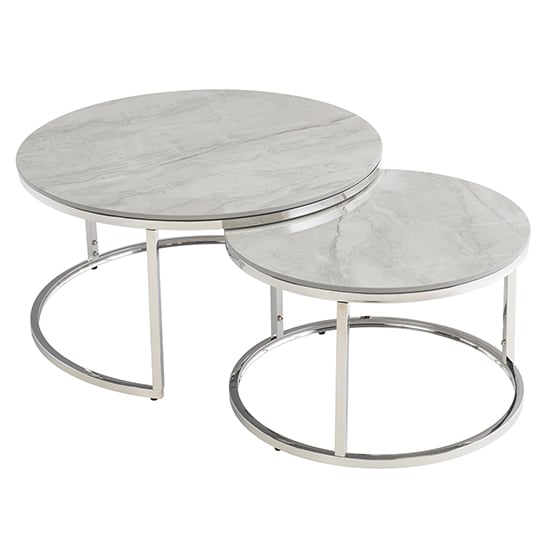 Photo of Hennie round set of 2 marble coffee tables in vilas grey