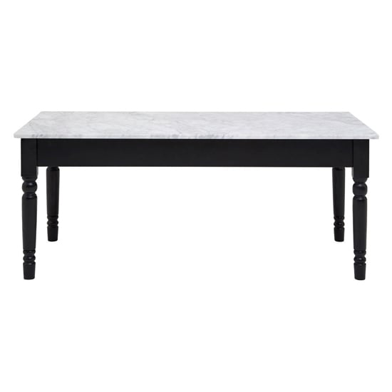 Henova White Marble Coffee Table With Black Wooden Frame