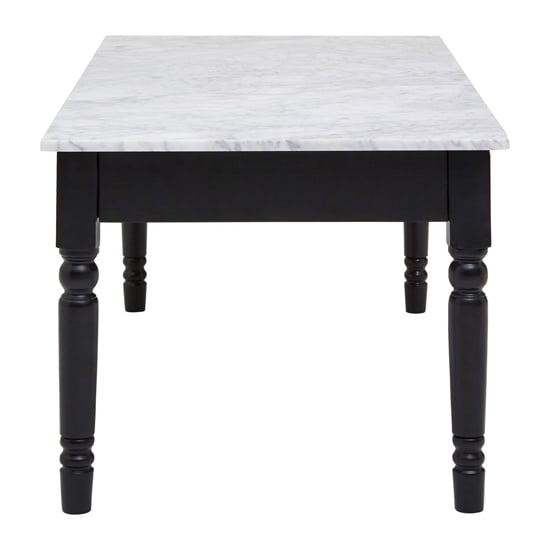 Henova White Marble Coffee Table With Black Wooden Frame_3