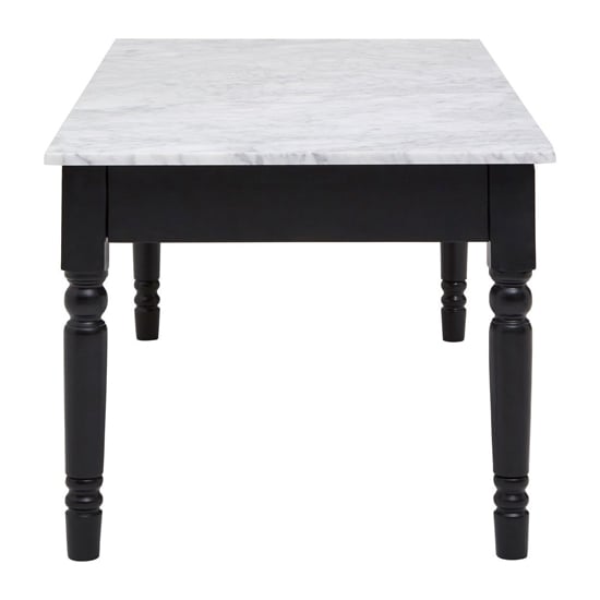 Henova White Marble Coffee Table With Black Wooden Frame