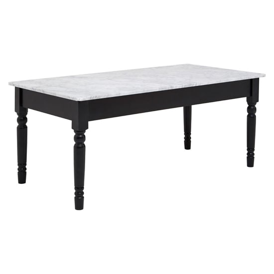 Henova White Marble Coffee Table With Black Wooden Frame_1