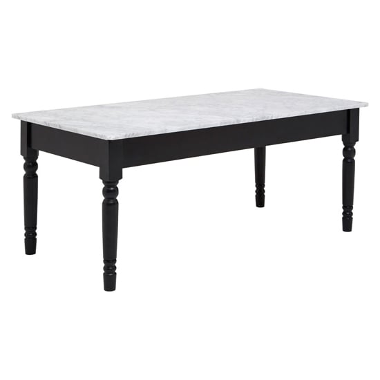 Read more about Henova white marble coffee table with black wooden frame