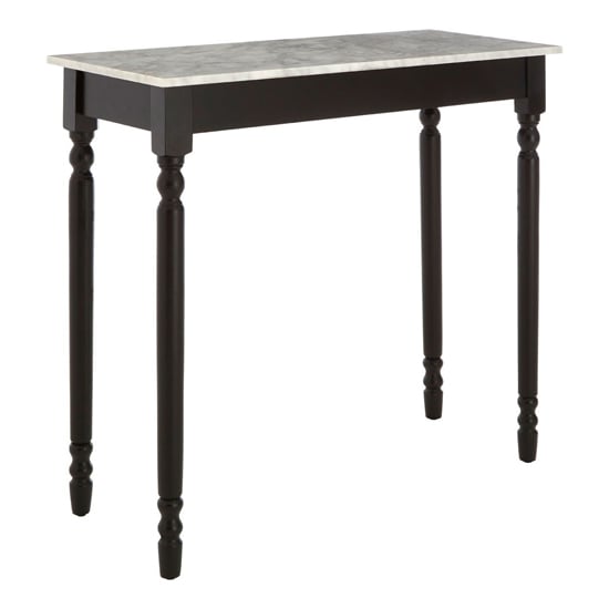 Henova White Marble Console Table With Black Wooden Frame_1