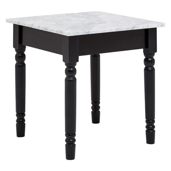 Read more about Henova white marble side table with black wooden frame