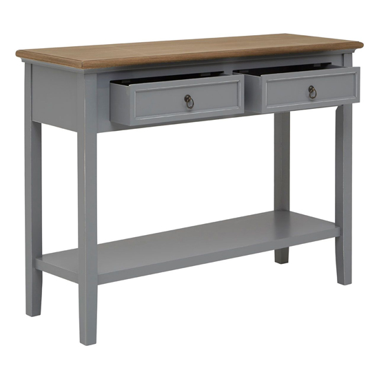 Henova Wooden Console Table In Natural And Antique Grey