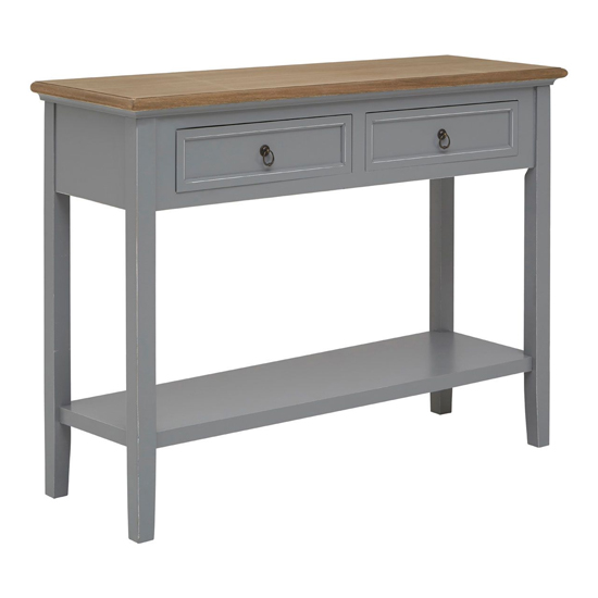 Read more about Henova wooden console table in natural and antique grey