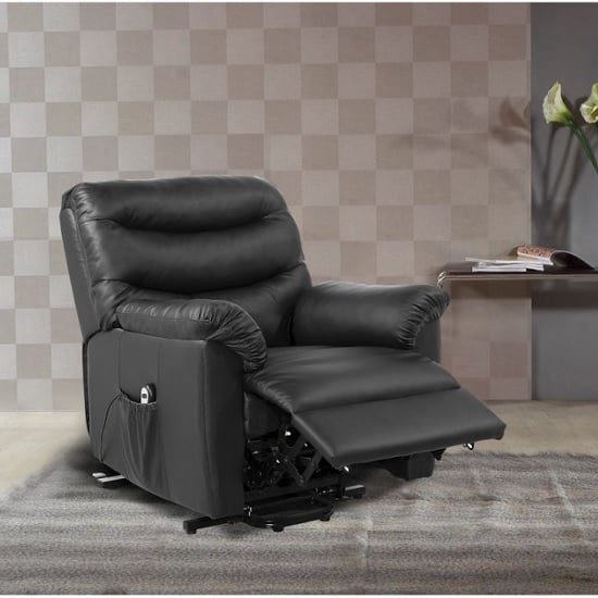 Regency Faux Leather Rise And Recliner Chair In Black_2