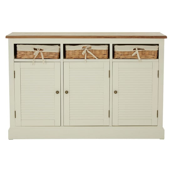 Photo of Henrik wooden sideboard with 3 doors in cream