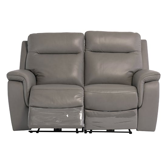 Photo of Henrika faux leather electric recliner 2 seater sofa in grey