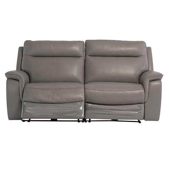 Photo of Henrika faux leather electric recliner 3 seater sofa in grey