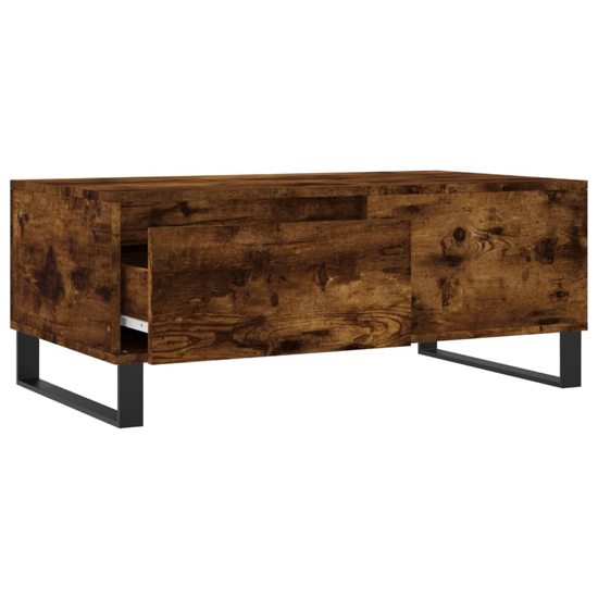 Henry Wooden Coffee Table With 1 Drawer In Smoked Oak
