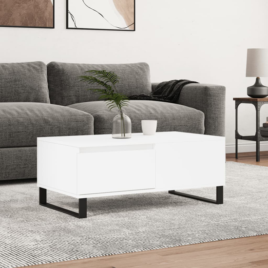 Henry Wooden Coffee Table With 1 Drawer In White