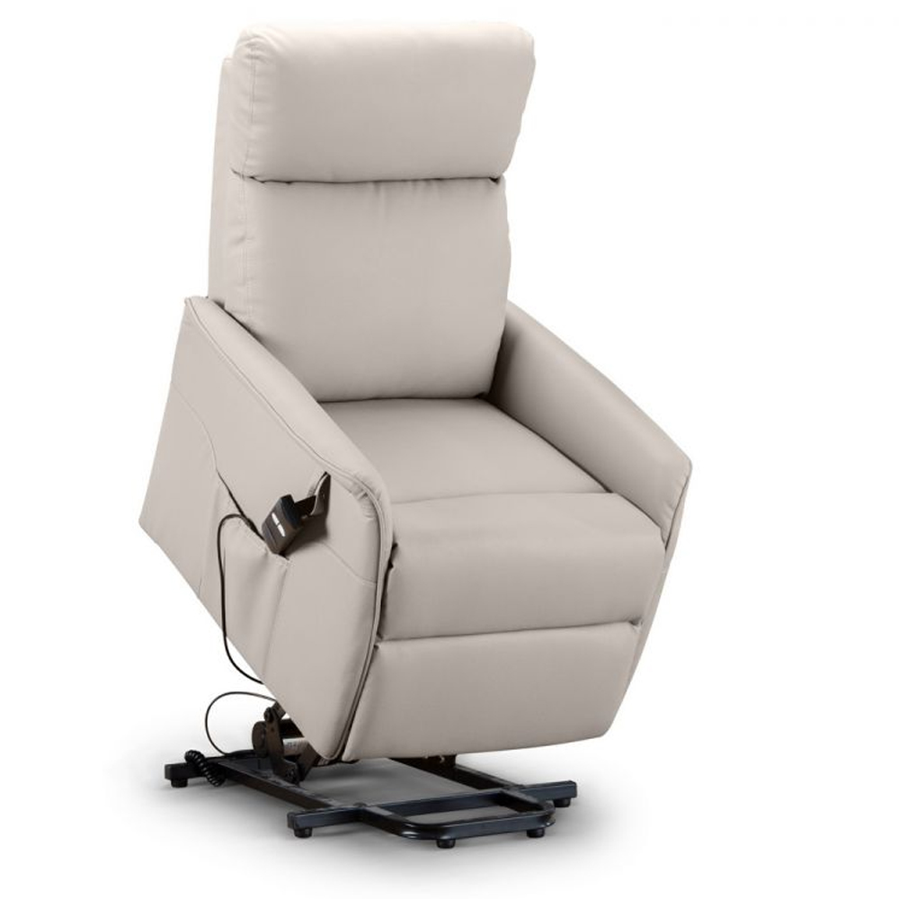 Henry Faux Leather Recliner Armchair In Pebble White