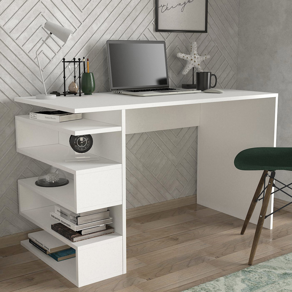 Hensley Rectangular Wooden Laptop Desk in White